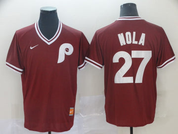 Aaron Nola Philadelphia Phillies red Throwback jersey