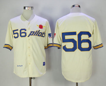 Pilots Pilots 56 Jim Bouton cream Throwback jersey