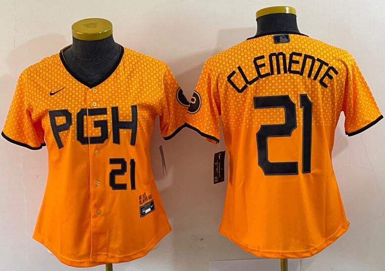 Roberto Clemente Pittsburgh Pirates gold City Connect jersey