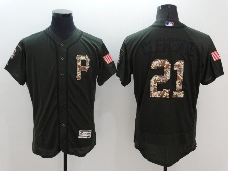 Roberto Clemente Pittsburgh Pirates olive jersey