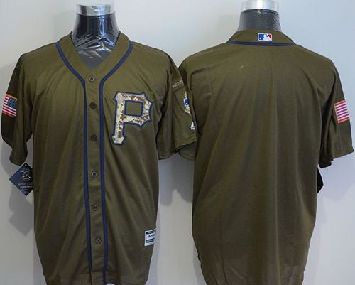 Custom Pittsburgh Pirates green Salute To Service jersey