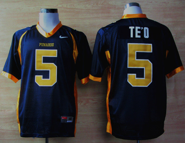 Punahou High Punahou High School(Honolulu)Manti 5 Te'O blue jersey