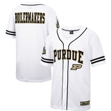 Colosseum Free Spirited Mesh Button-up Purdue Boilermakers white jersey