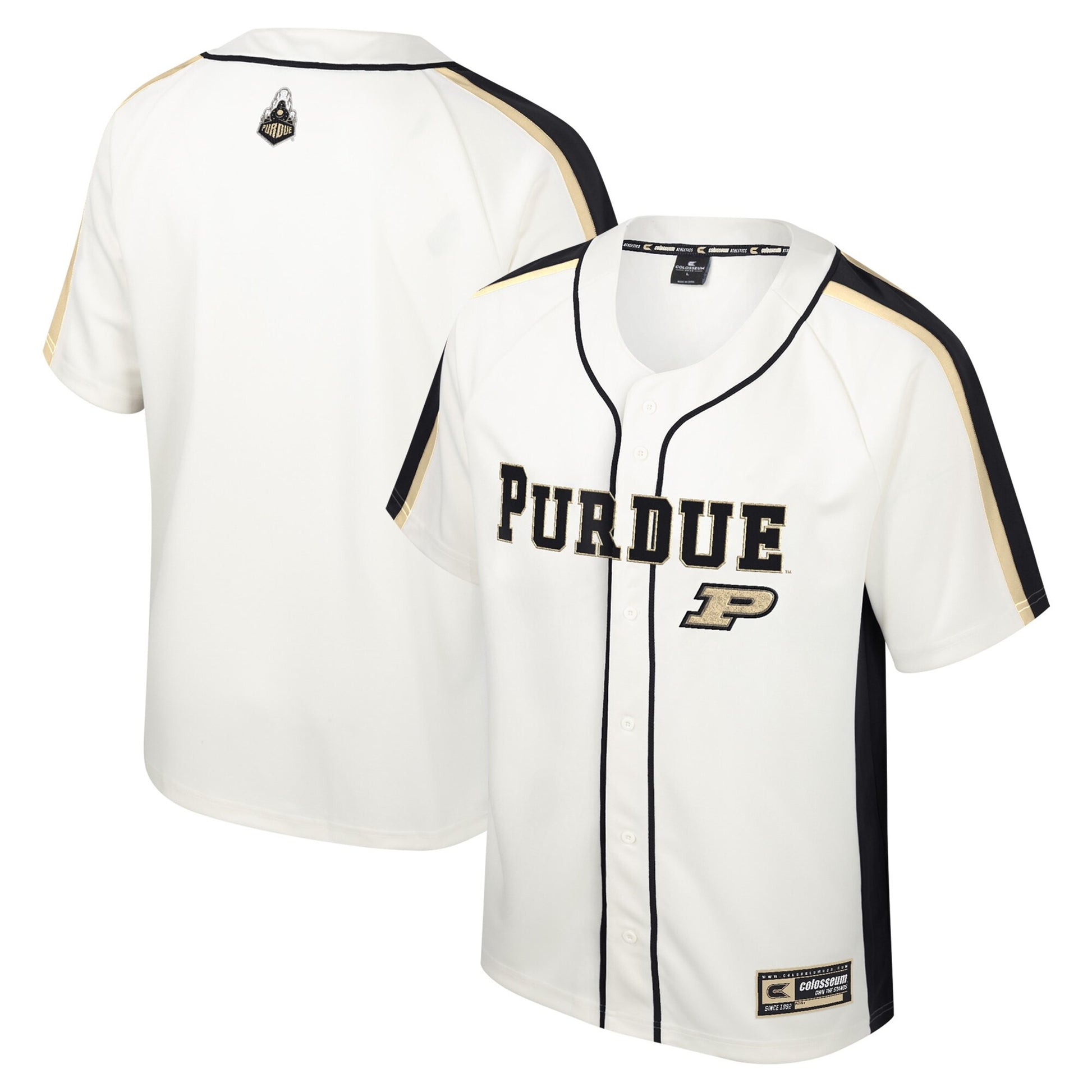 Colosseum Ruth Button-up Purdue Boilermakers cream jersey