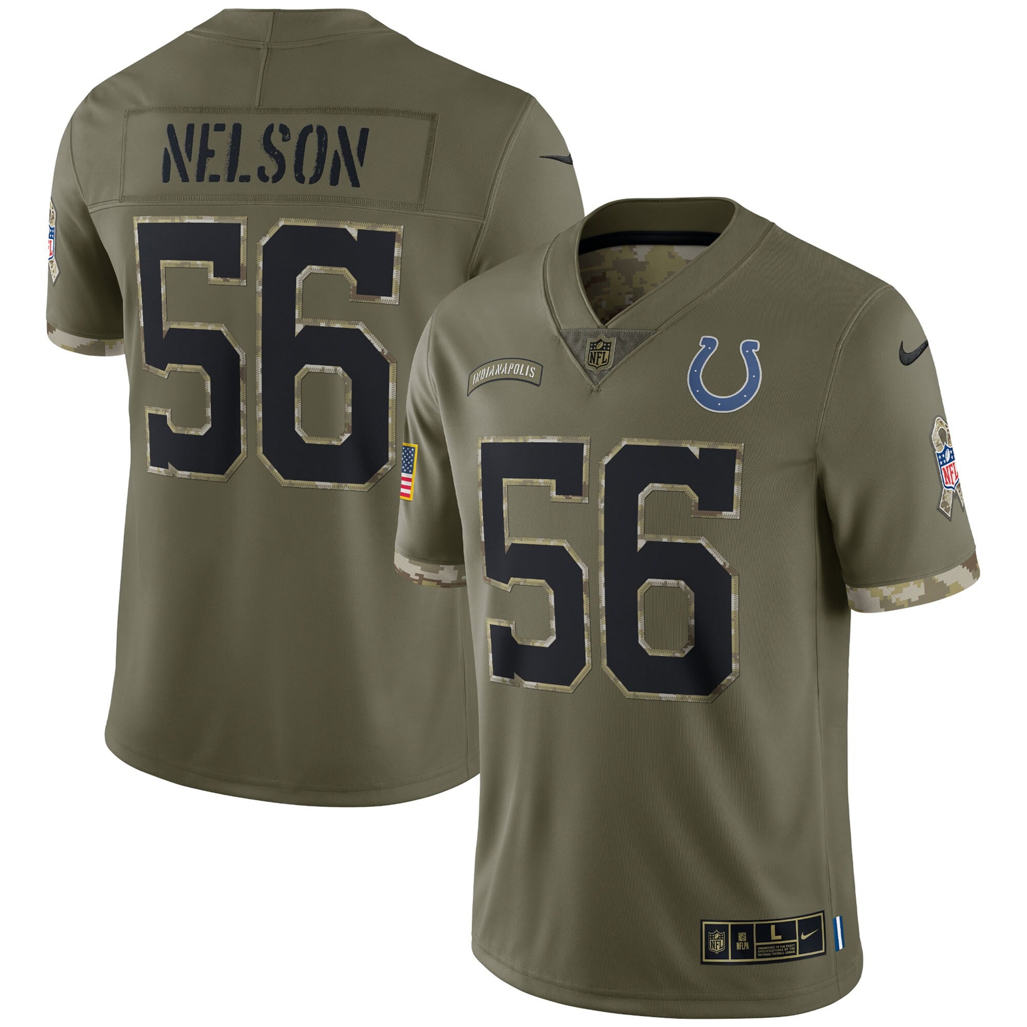 Quenton Nelson Indianapolis Indianapolis Colts olive Salute To Service jersey