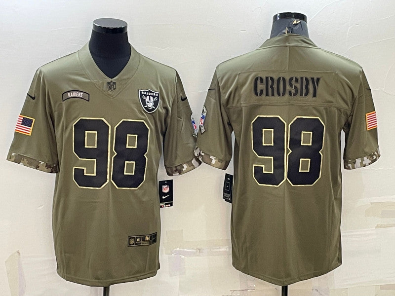 Maxx Crosby Las Vegas Raiders olive Salute To Service jersey