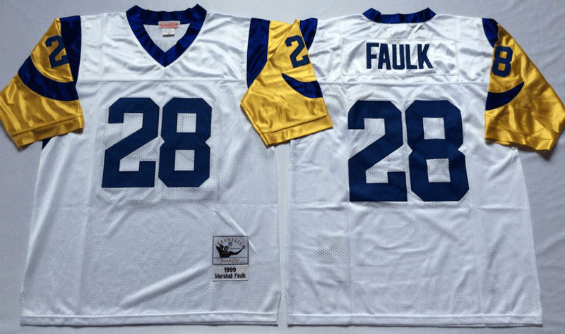Marshall Faulk Los Angeles Rams white Throwback jersey