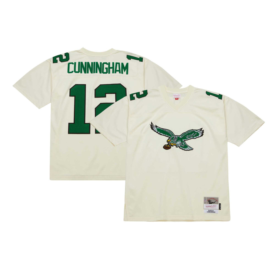 Randall Cunningham Chainstitch Philadelphia Eagles cream jersey