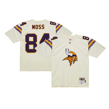 Randy Moss Chainstitch Minnesota Vikings cream jersey