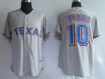 Young Texas Rangers grey jersey