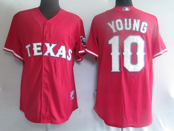 Young Texas Rangers red jersey