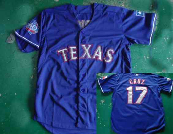 Cruz Texas Rangers blue jersey