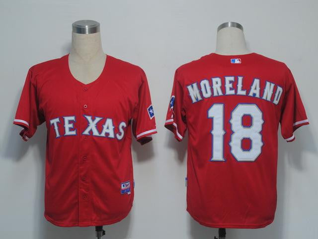 Moreland Texas Rangers red jersey
