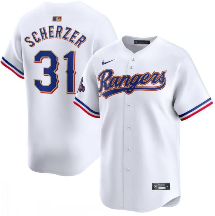 Max Scherzer Texas Rangers white jersey
