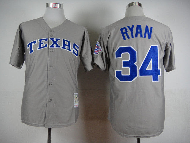 Ryan Texas Rangers grey Throwback jersey