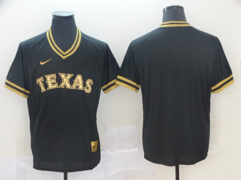 Blank Black Texas Rangers gold Legend jersey