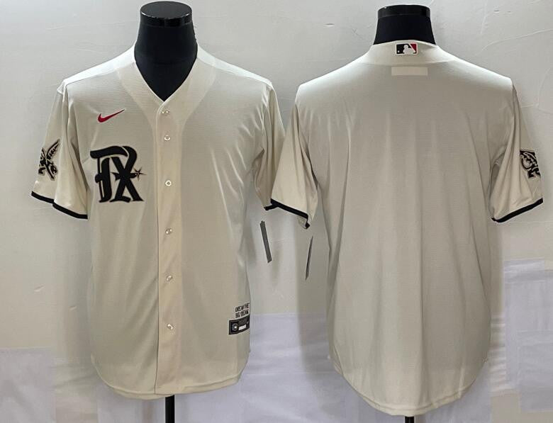 Custom Texas Rangers cream City Connect jersey