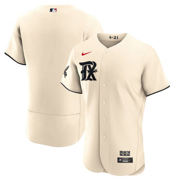 Custom Texas Rangers cream City Connect jersey