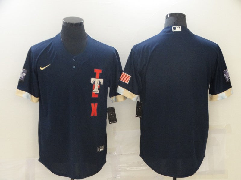 Custom Texas Rangers navy All-Star jersey