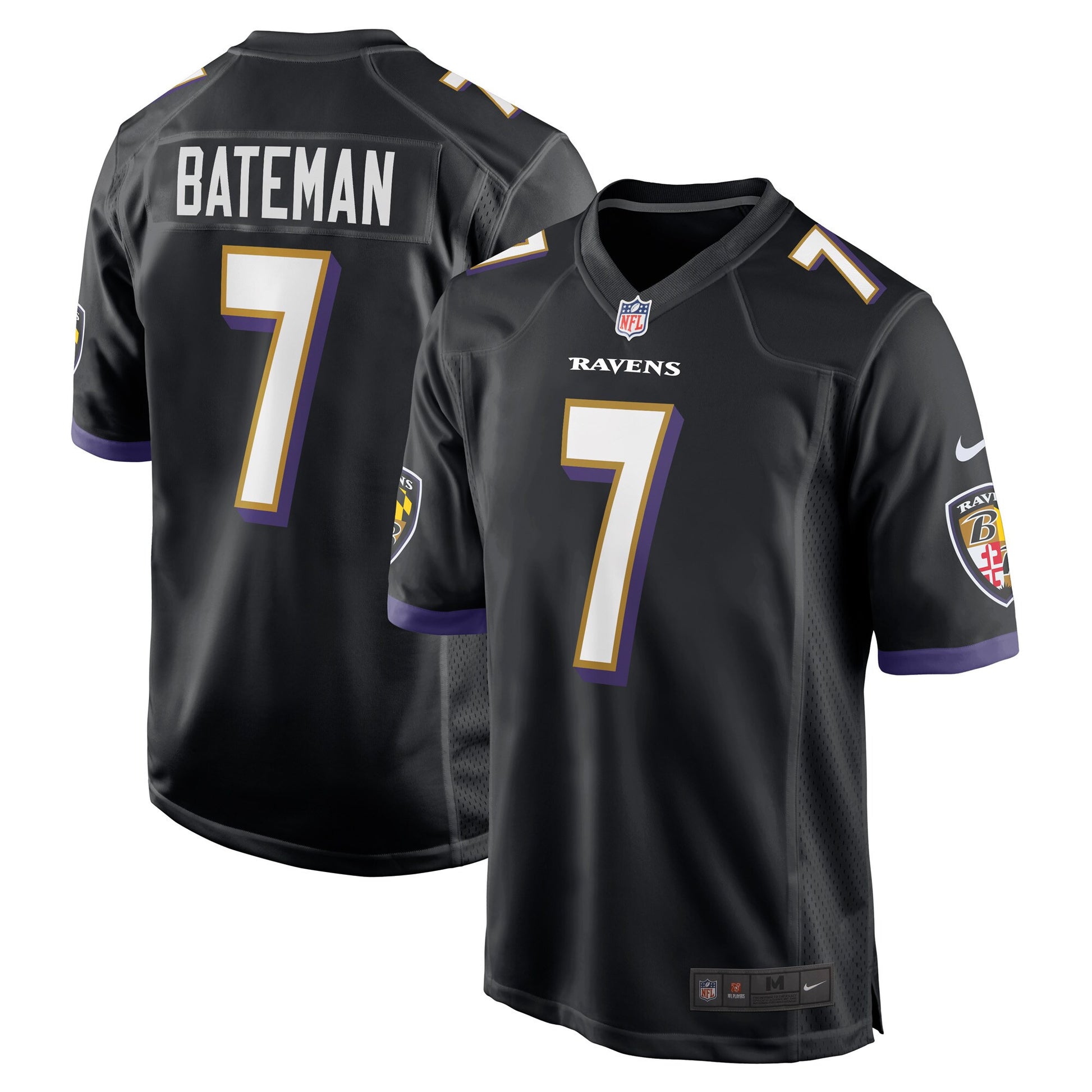 Rashod Bateman Baltimore Ravens black Game jersey