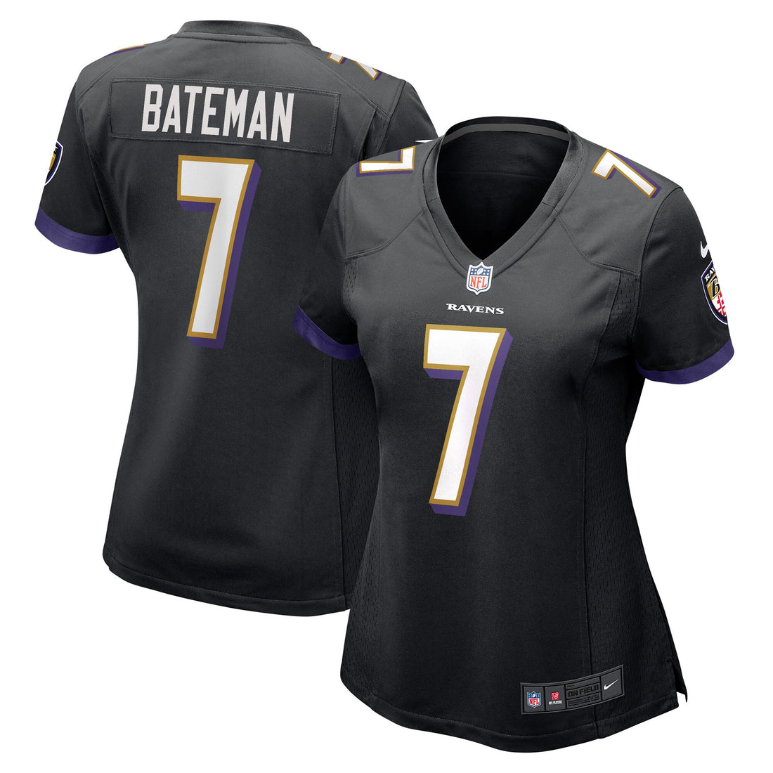 Rashod Bateman Baltimore Ravens black Game jersey