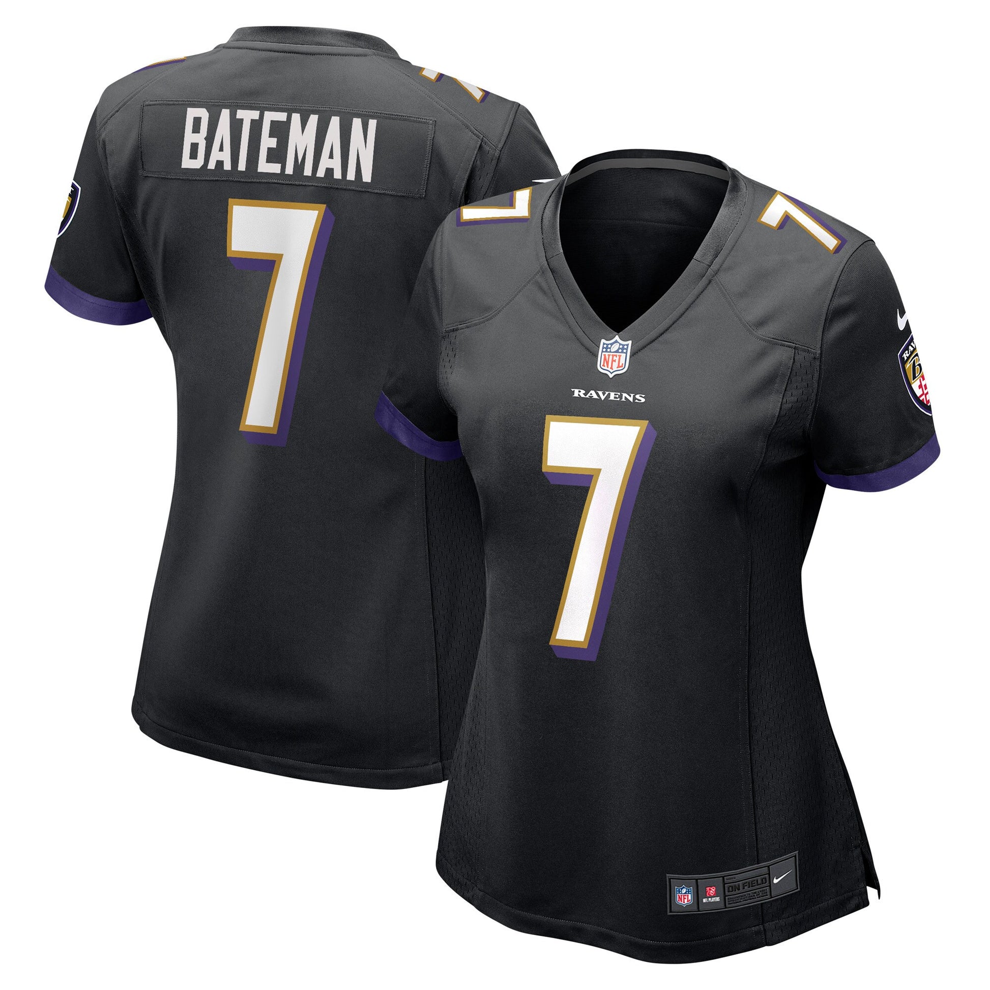 Rashod Bateman Baltimore Ravens black Game jersey