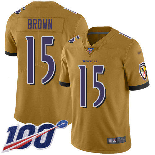 Marquise Brown Baltimore Ravens gold Inverted Legend jersey