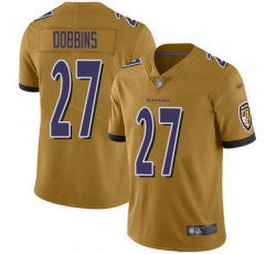 J K Dobbins Baltimore Ravens gold Inverted Legend jersey