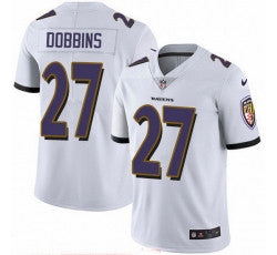 J K Dobbins Baltimore Ravens white Vapor jersey