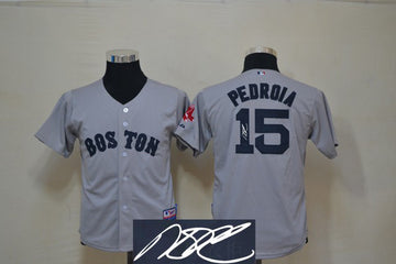Pedroia Boston Red Sox grey jersey