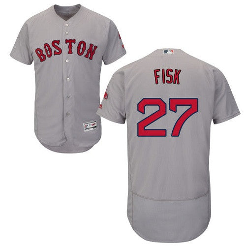 Carlton Fisk Boston Red Sox gray jersey