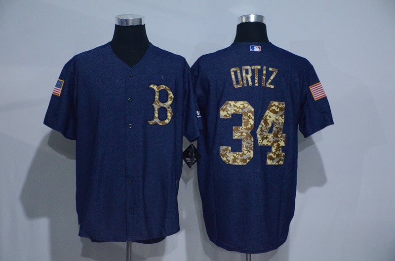 David Oritiz Boston Red Sox navy Salute To Service jersey