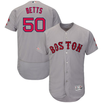 Mookie Betts Boston Red Sox gray jersey