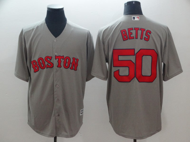 Mookie Betts Boston Red Sox gray jersey