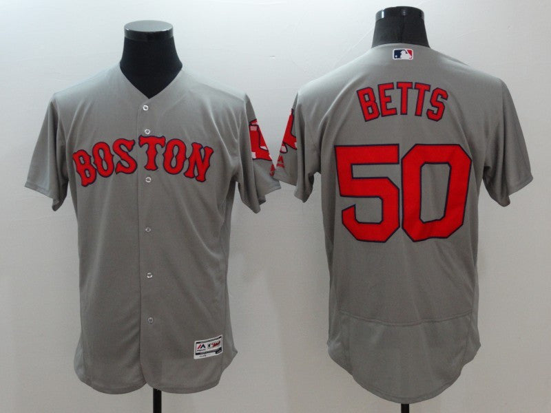Mookie Betts Boston Red Sox grey jersey