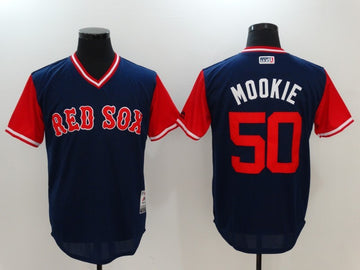 Mookie Betts Mookie Majestic Boston Red Sox navy jersey