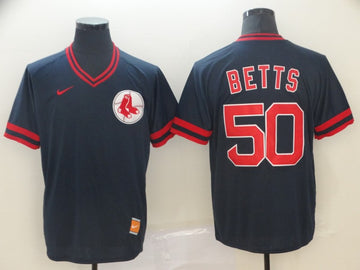 Mookie Betts Boston Red Sox navy Throwback jersey