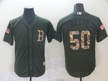 Mookie Betts Boston Red Sox olive Salute To Service jersey