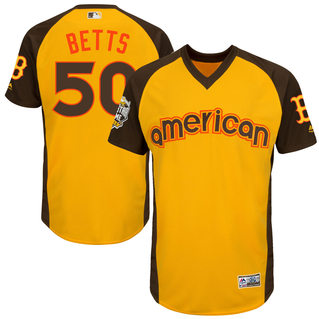 Mookie Betts Boston Red Sox yellow All-Star jersey