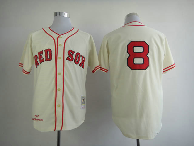 Carl Yastrzemski Boston Red Sox cream jersey