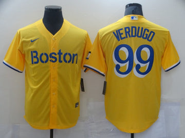 Alex Verdugo Boston Red Sox gold City Connect jersey