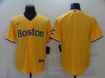 Custom Boston Red Sox gold City Connect jersey