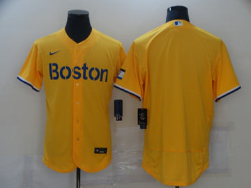Custom Boston Red Sox gold City Connect jersey