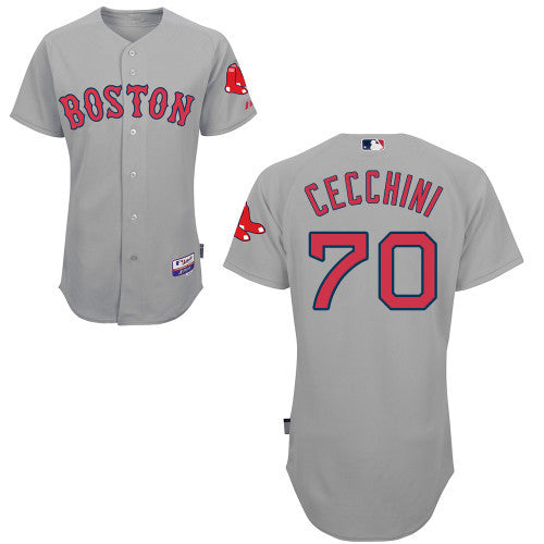 Garin Cecchini Boston Red Sox grey jersey