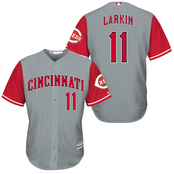 Barry Larkin Cincinnati Reds grey jersey