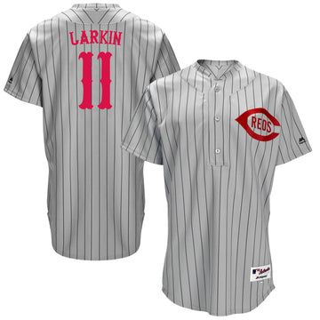 Barry Larkin Cincinnati Reds grey Throwback jersey