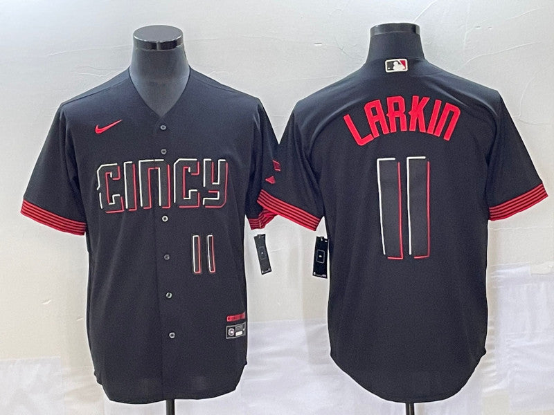 Barry Larkin Number Cincinnati Reds black City Connect jersey