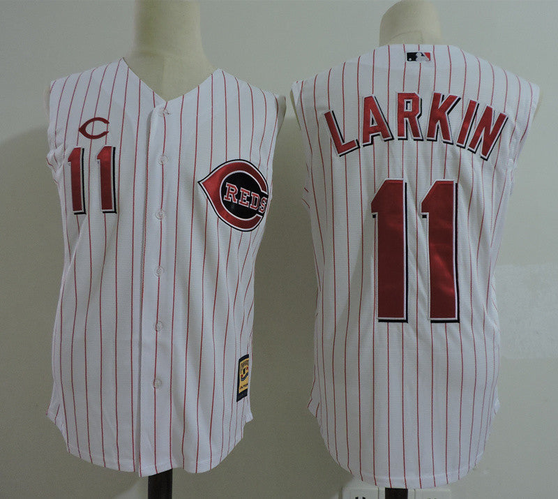 Barry Larkin Cincinnati Reds white Cooperstown jersey
