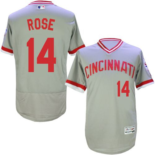 Pete Rose Cincinnati Reds gray Cooperstown jersey