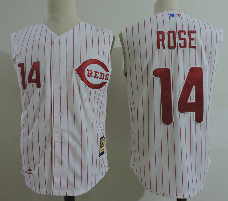 Pete Rose Cincinnati Reds white Cooperstown jersey